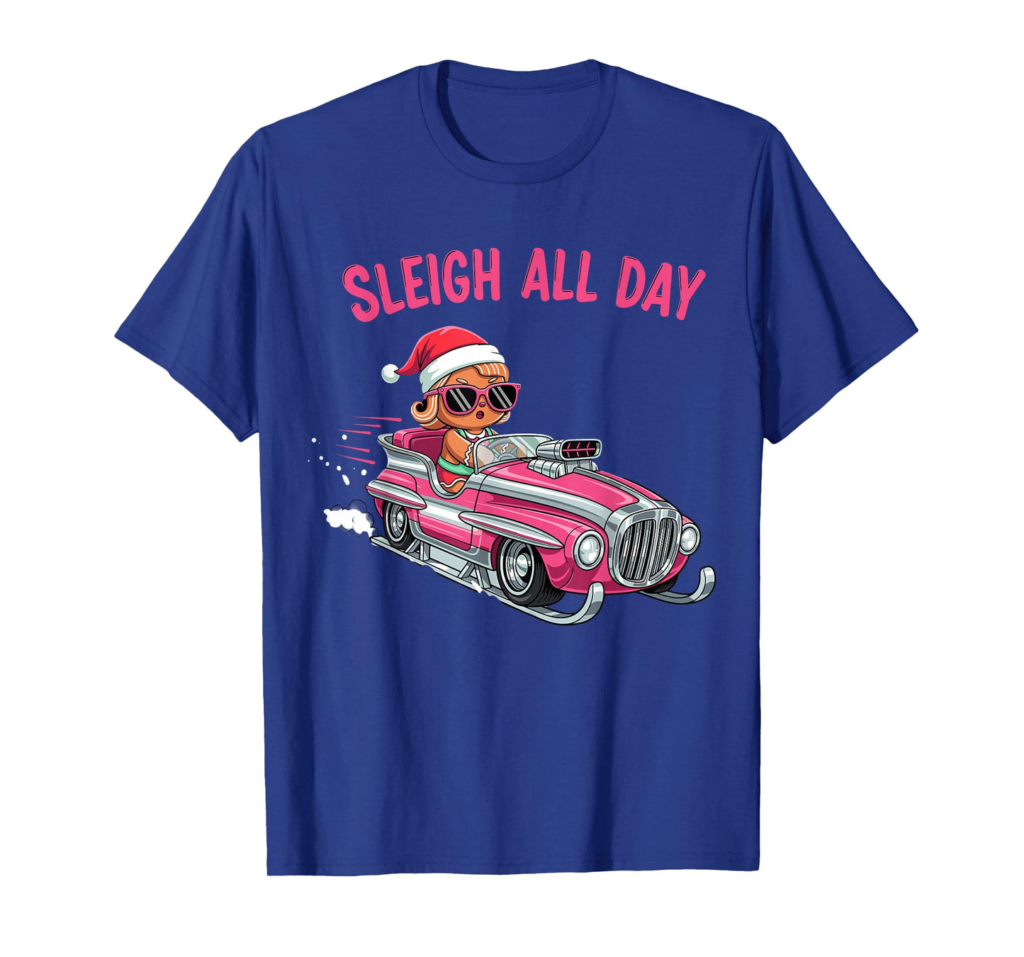 Sleigh All Day Pink GroovyGingerbread Candy Christmas Girls T-Shirt