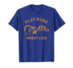 Play More Less Worry Rustic Guitar Birds Men Women T-Shirt