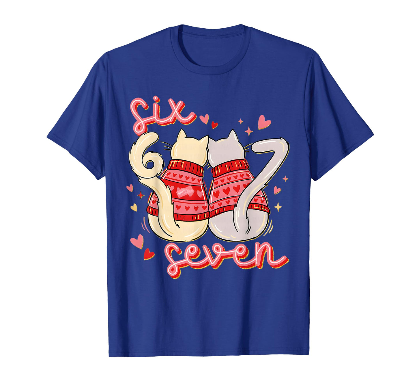 Funny 67 Meme Cat Heart Valentines Six Seven Cat 6 7 Memes T-Shirt