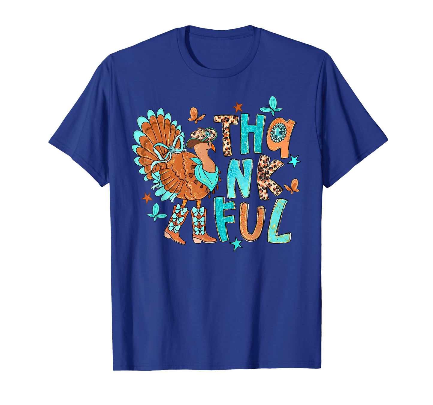 Thanksgiving Turkey Cowgirl Leopard Thanksgiving Women Girls T-Shirt