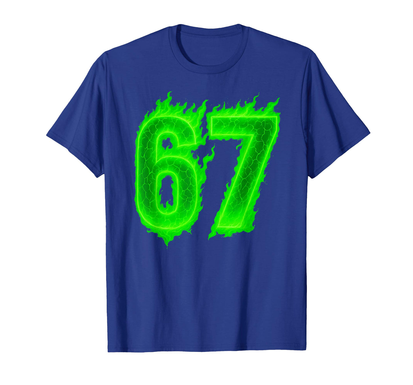 67 Six Seven Green Flame Colorful Cool Funny 6 7 Meme T-Shirt