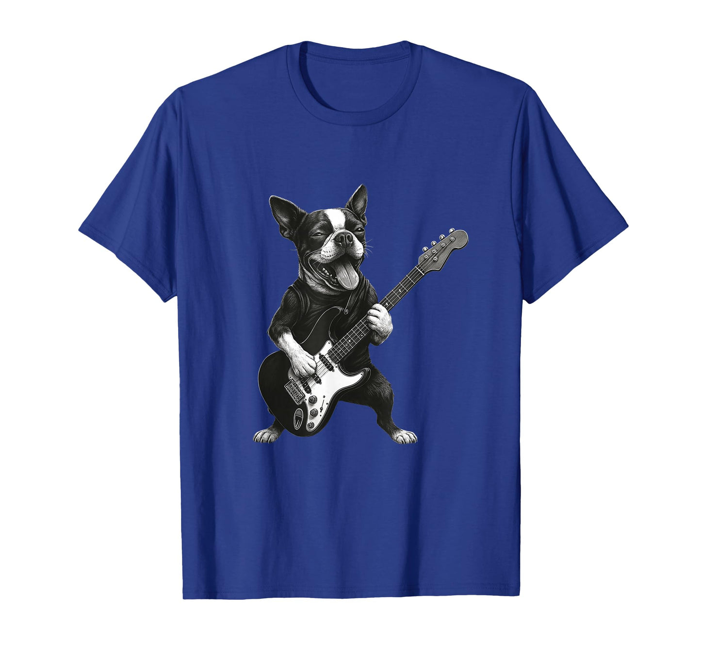 Boston Terrier Playing Guitar Funny Dog Lover T-Shirt