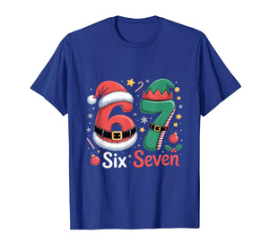 Funny 6 7 Meme Elf Santa Christmas Six Seven Kid Women Men T-Shirt