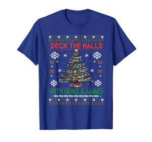 Retro Deck The Halls with Guns & Ammo Funny Christmas T-Shirt