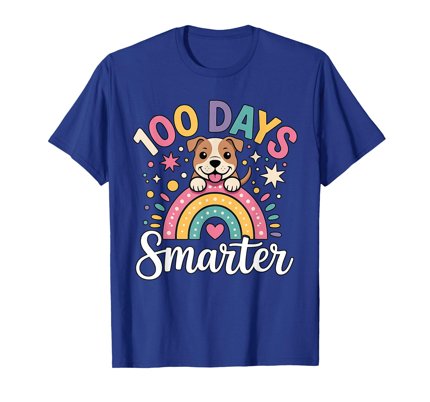 100 Days Smarter Pitbull Dog Rainbow 100th Day of School T-Shirt