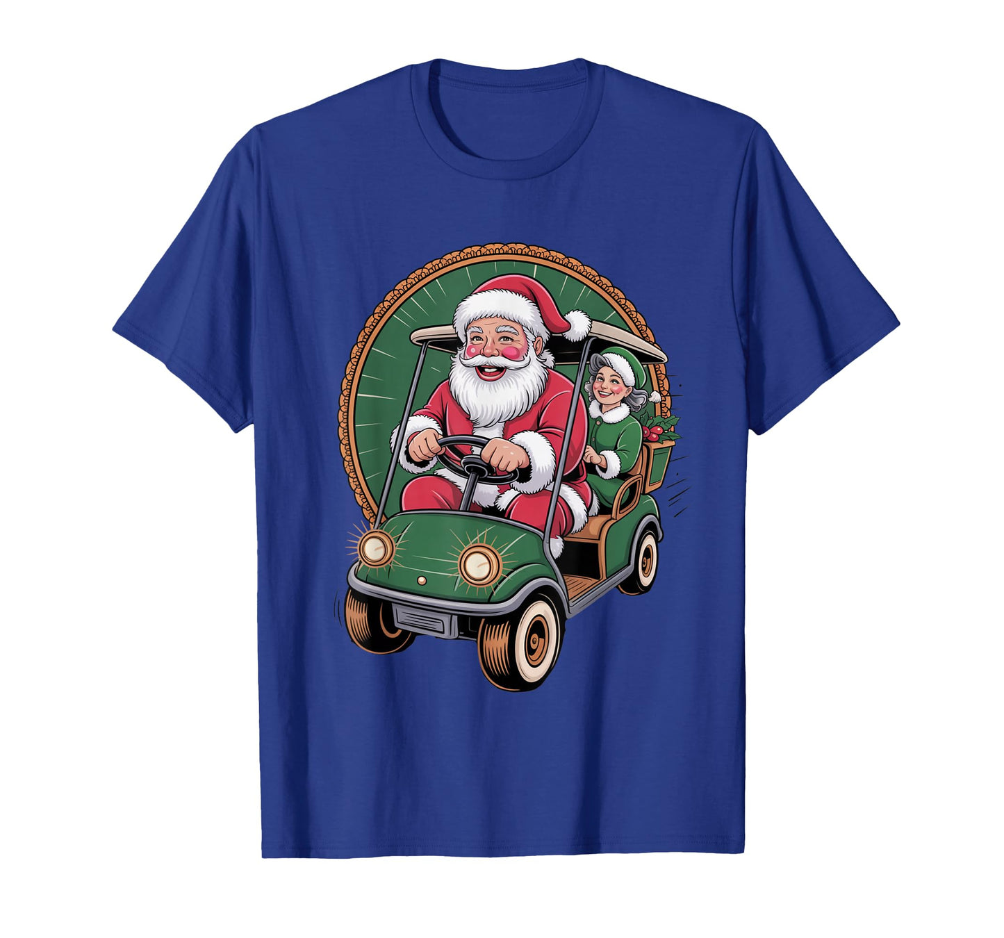 Golf Cart Parade Santa and Mrs Santa Claus Christmas Golfing T-Shirt