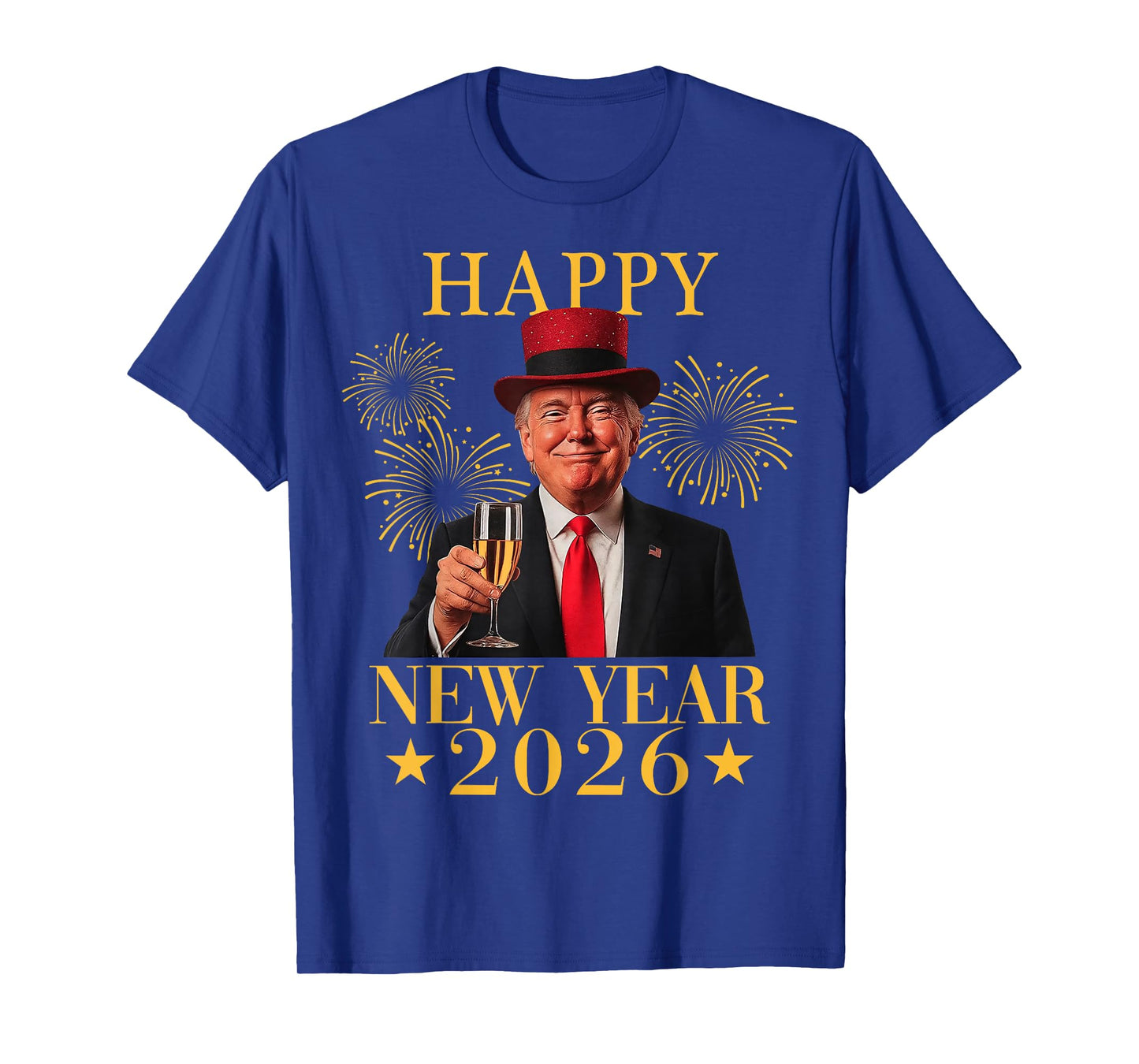 Happy New Year 2026 Funny President Trump Fireworks Party T-Shirt