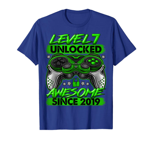 Level 7 Unlocked 7 Year Old Gifts for Boys 7th Birthday Boy T-Shirt