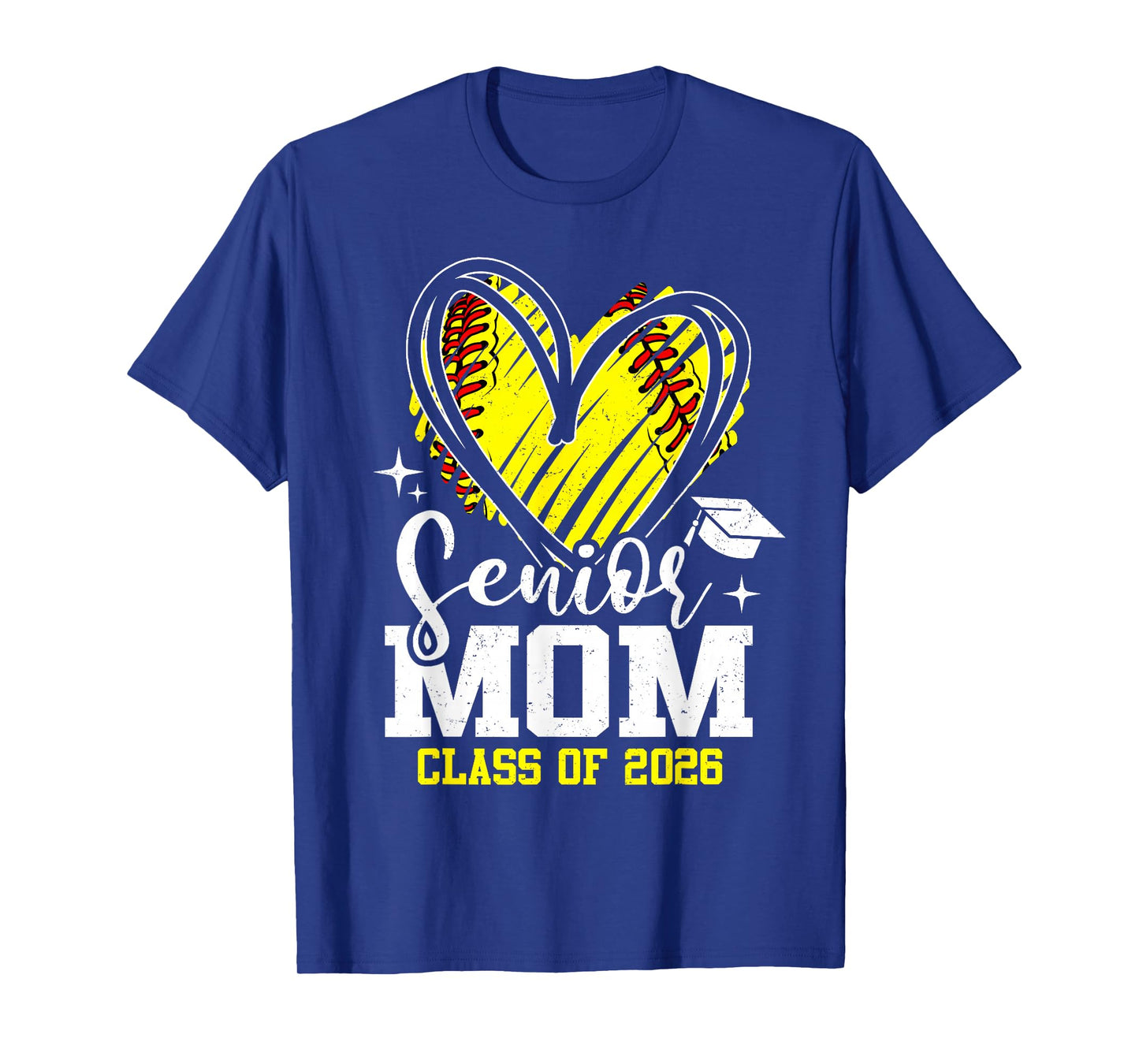 Proud Senior Mom Class of 2026 Softball Graduation Heart T-Shirt