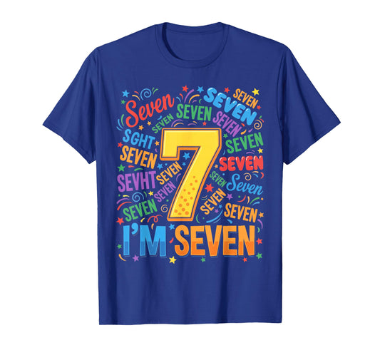 7th Birthday Shirt Boy 7yr Seven 7 Year Old Girls Kids T-Shirt