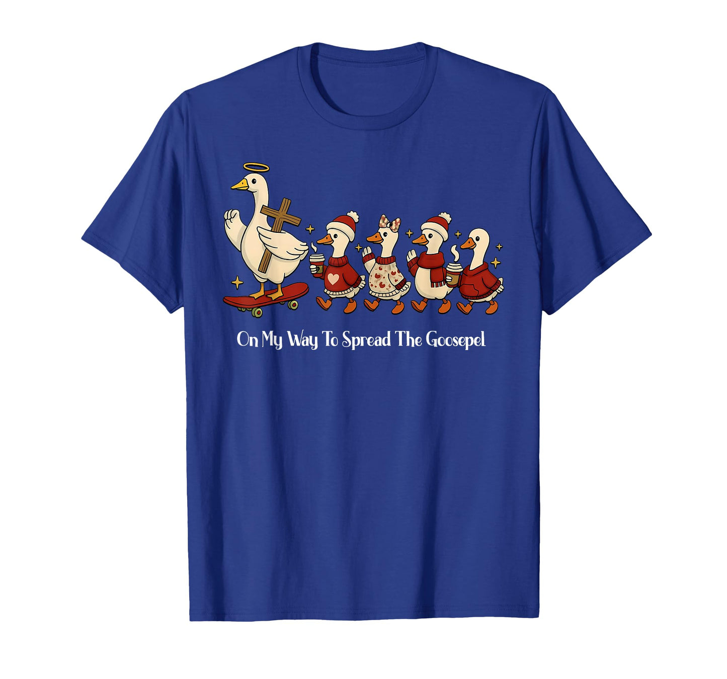 On My Way to Spread The Gospel Christian Christmas Goose T-Shirt