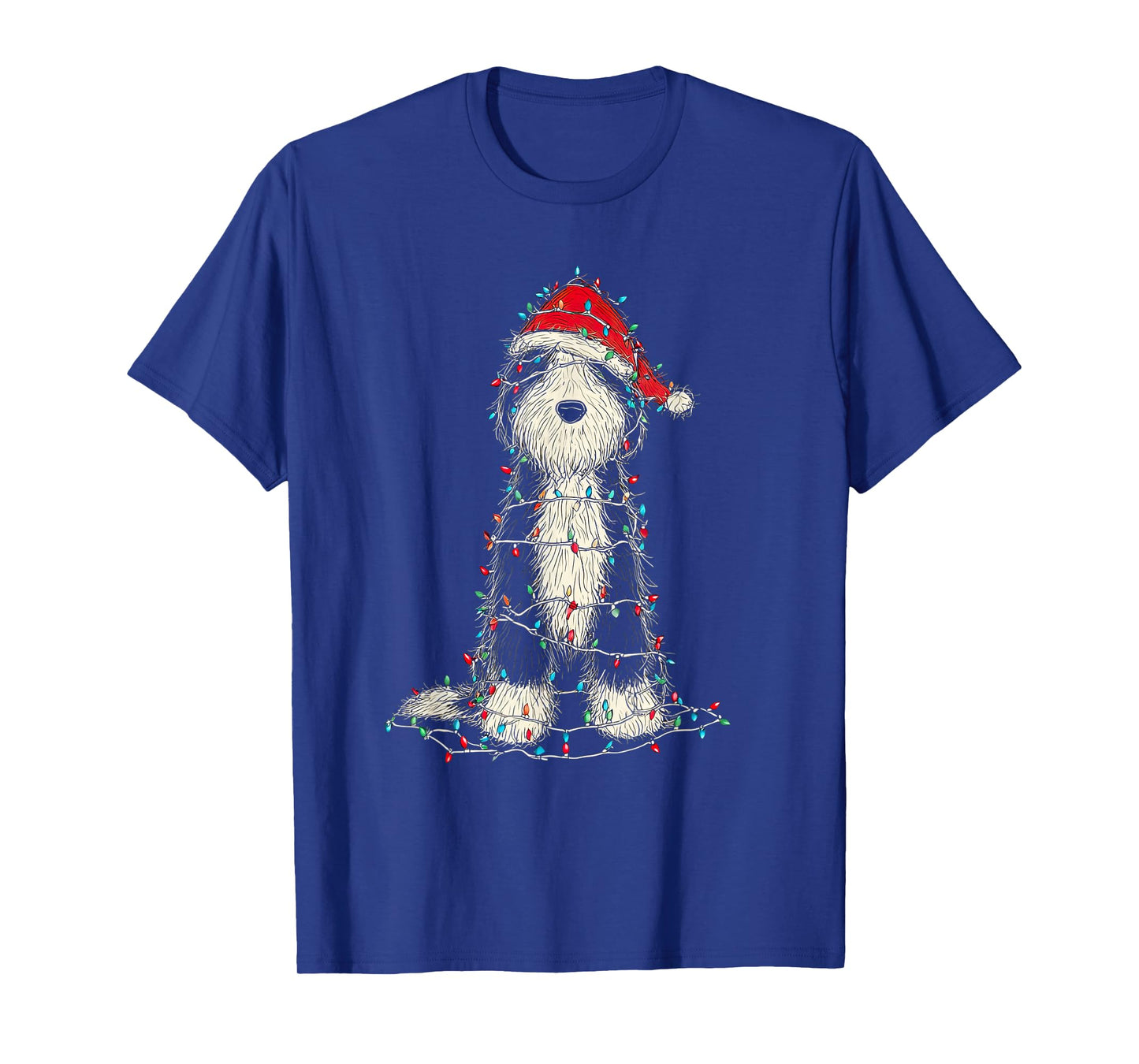 Funny Old English Sheepdog Christmas Graphics Dog Lights T-Shirt