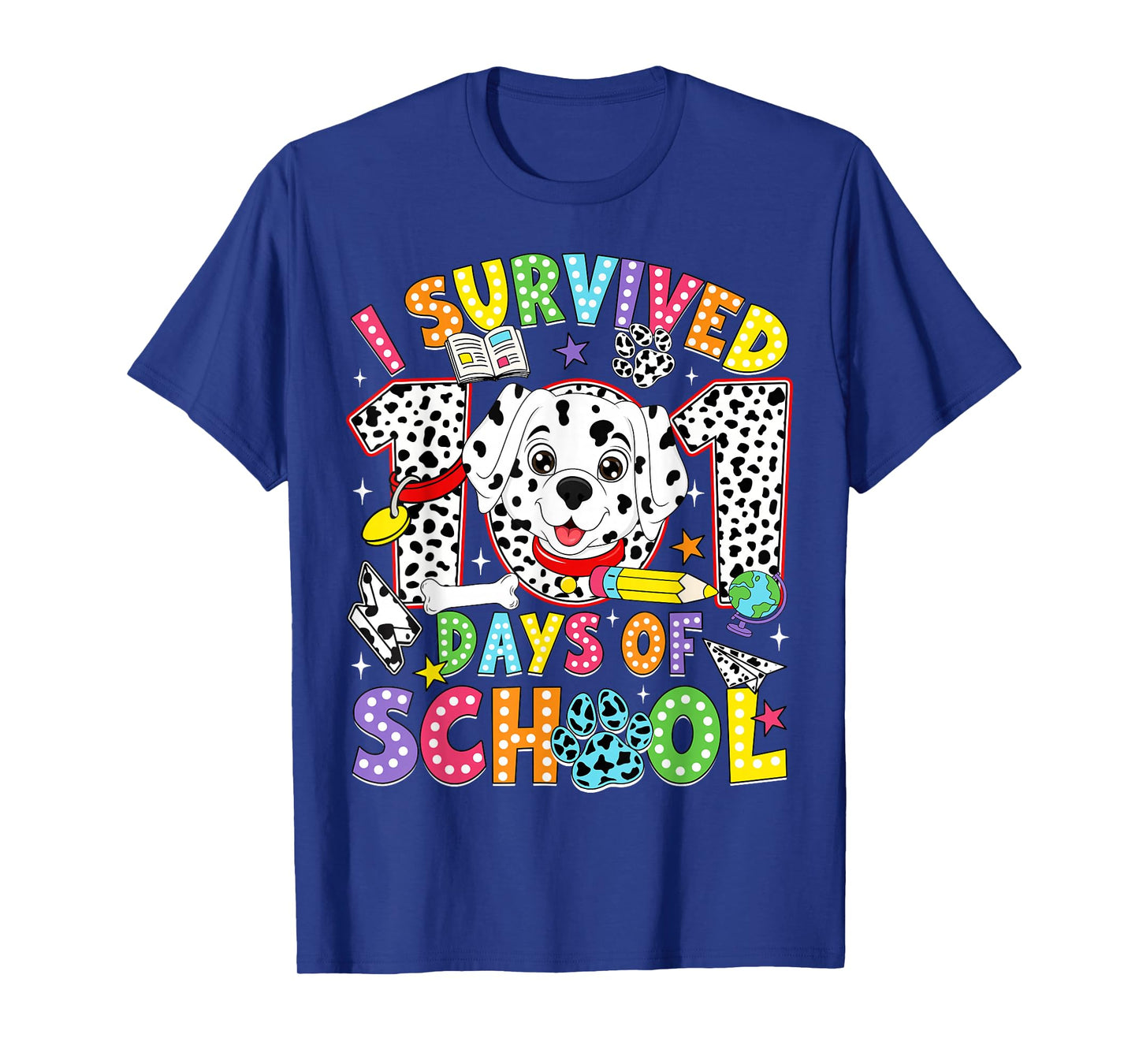 I Survived 100 Days of School Dalmatian Dog 100th Day Kids T-Shirt