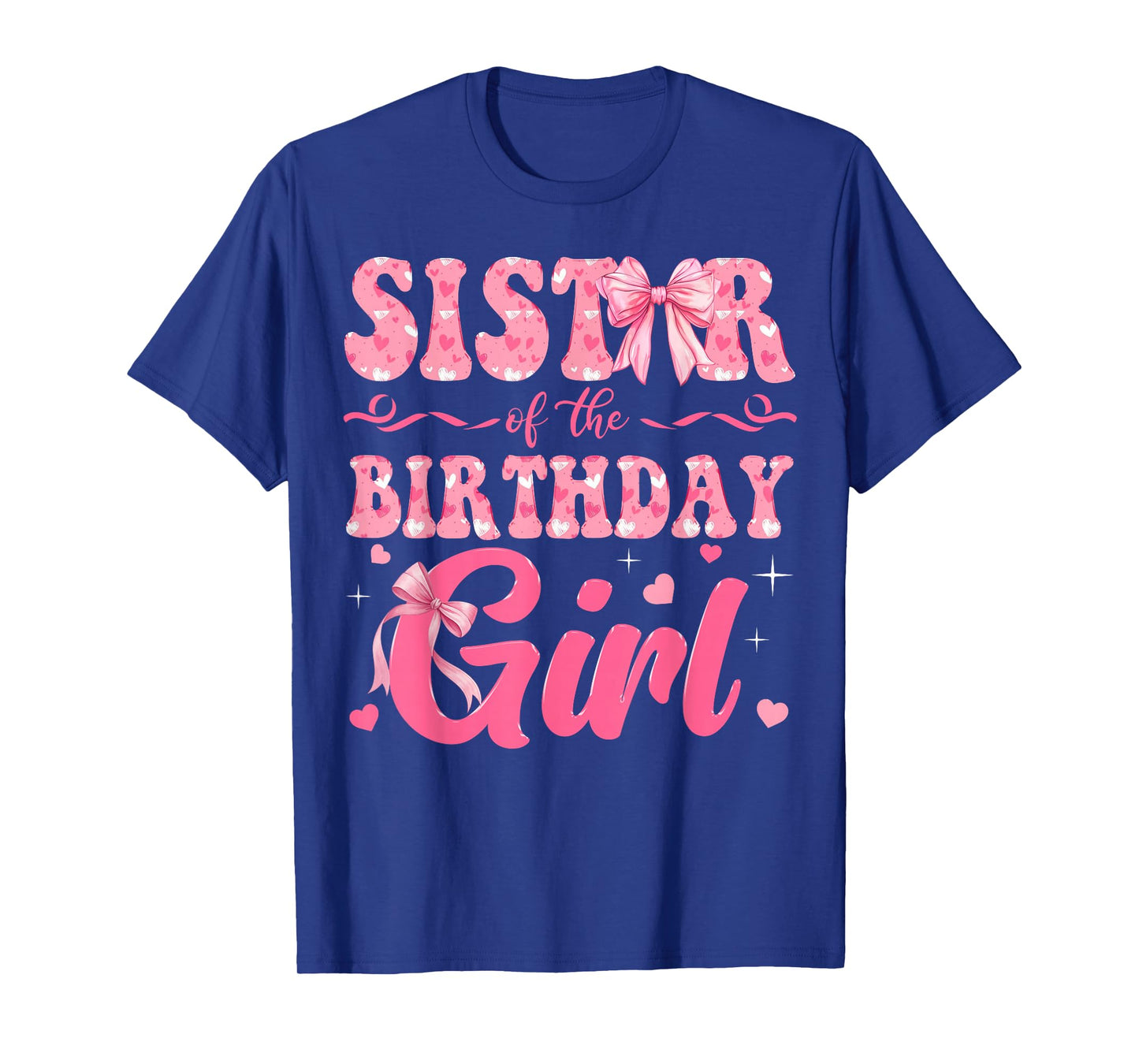 Sister of The Birthday Girl Family Pink Coquette Bow T-Shirt