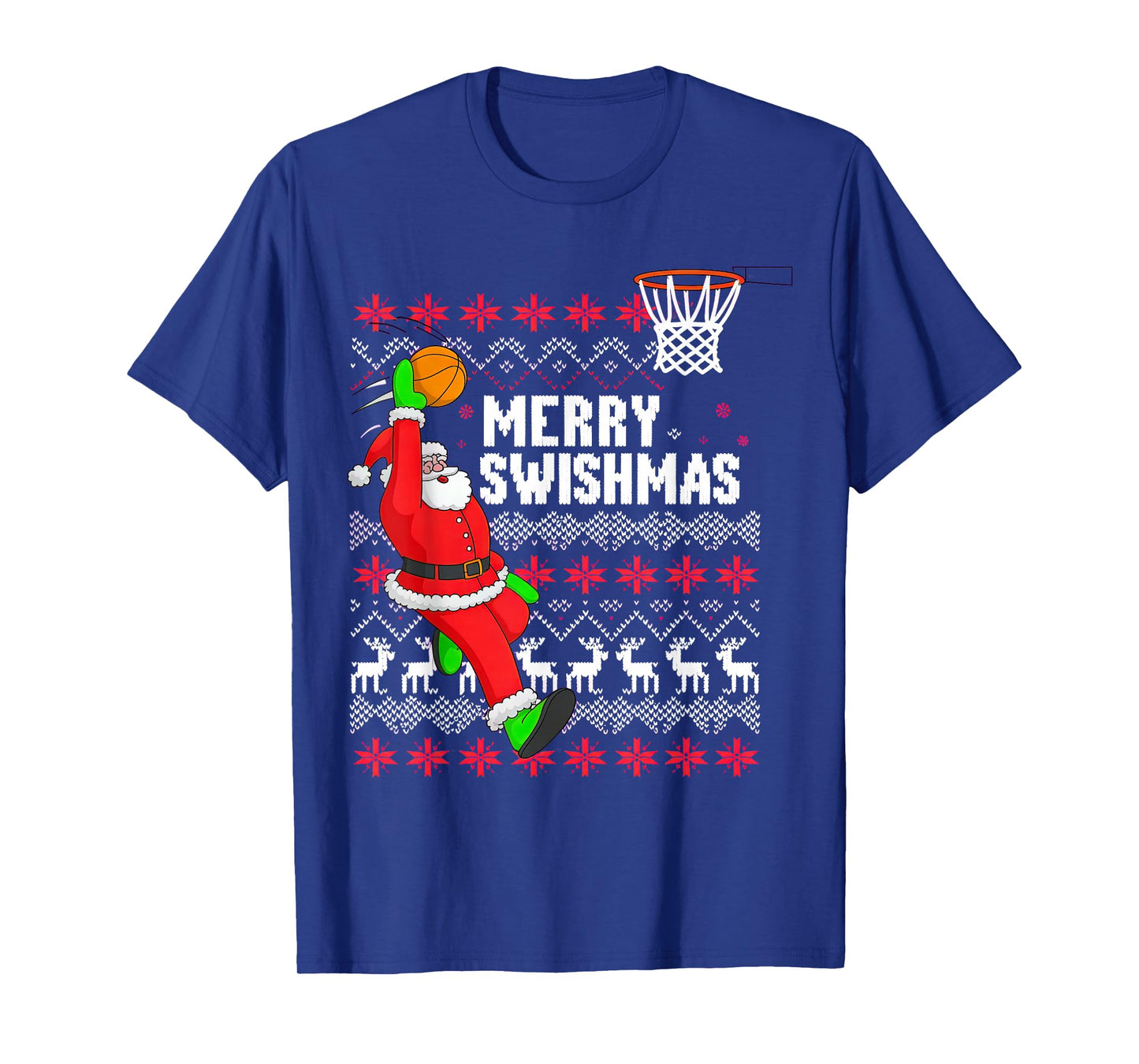 Merry Swishmas Basketball Ugly Christmas Xmas T-Shirt