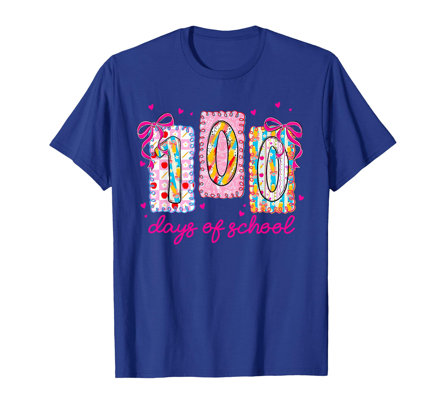 Preppy 100 Days of School Coquette Bow 100th Day of School T-Shirt