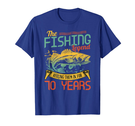Fishing Legend 70 Years Old Gift Fisherman 70th Birthday T-Shirt