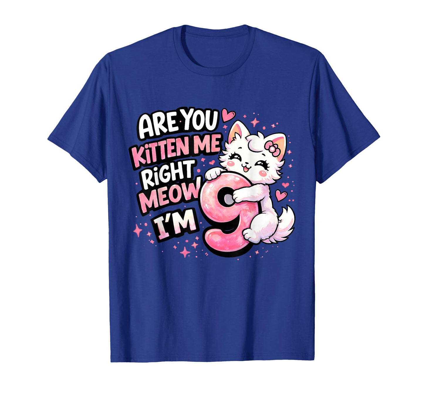9th Birthday Girl Cute Kitten Cat 9 Year Old Birthday Party T-Shirt