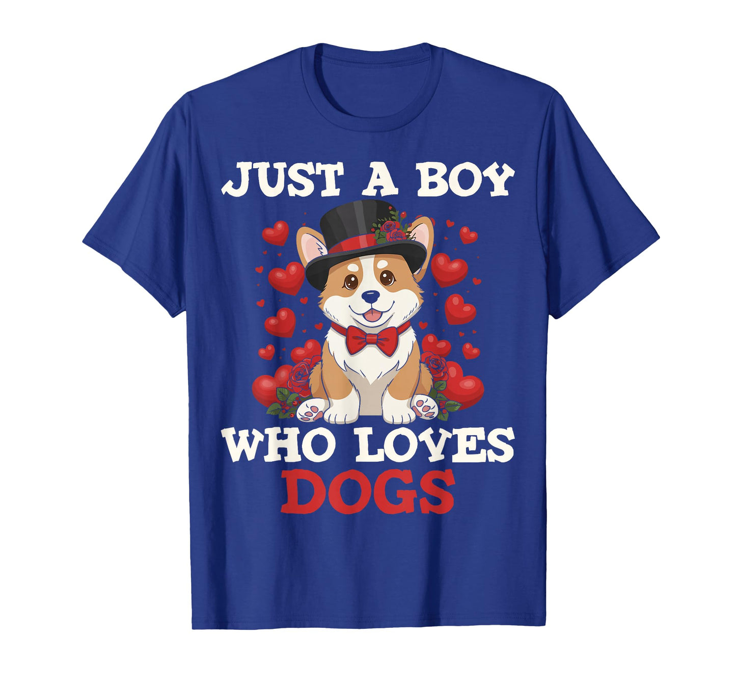 Just A Boy Who Loves Dogs Cute Corgi Dog Pet Animal Lovers T-Shirt