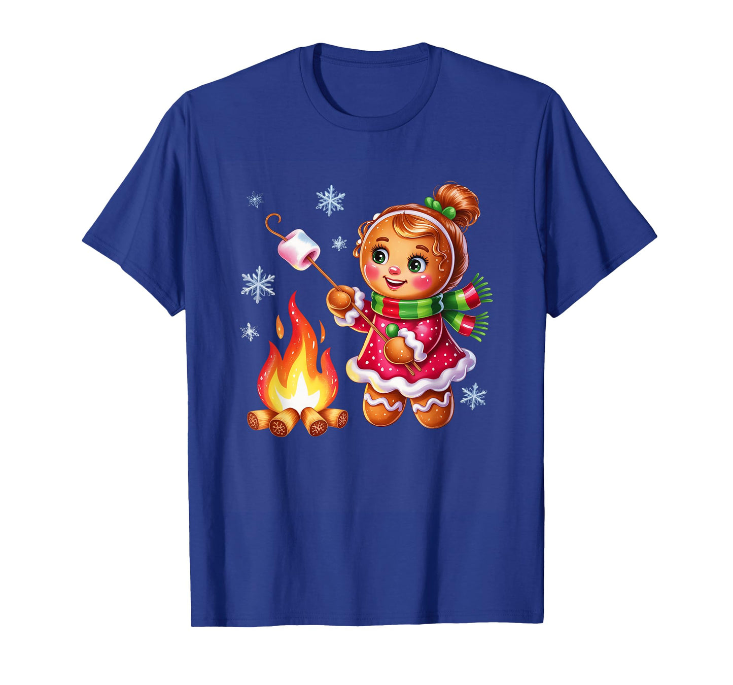 Gingerbread Girl Campfire Christmas Fun T-Shirt