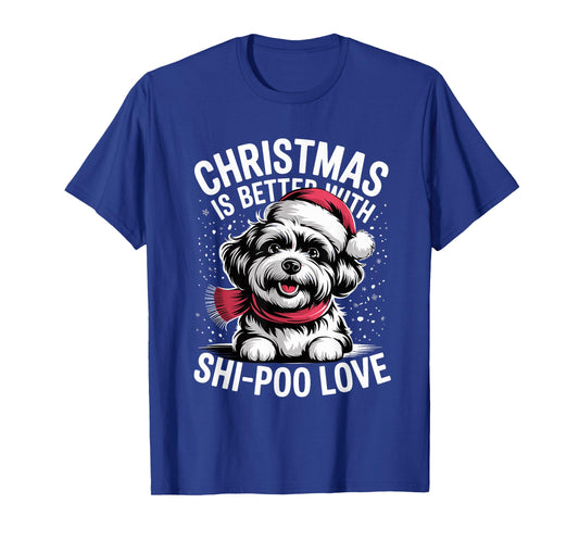 Cute Xmas Puppy Dog Christmas is Better with Shi-Poo Love T-Shirt