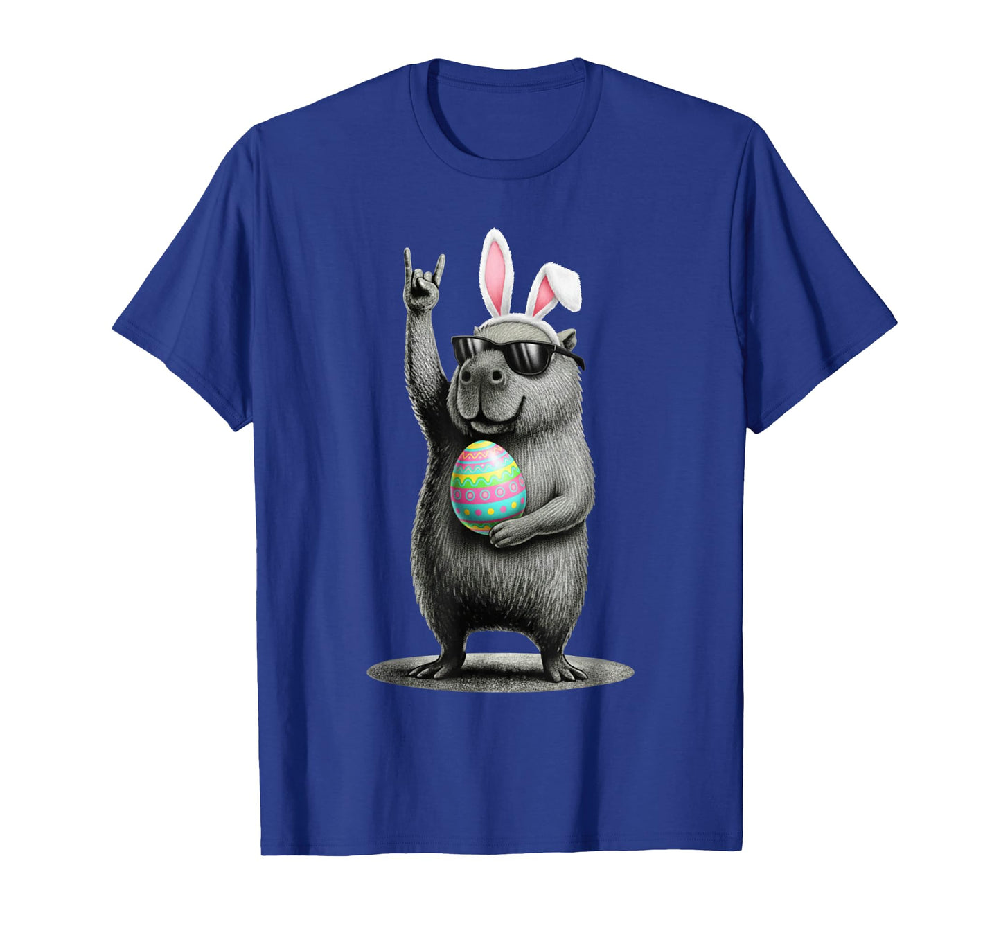 Retro Capybara Rock Music Men Women Kids Funny Easter Day T-Shirt