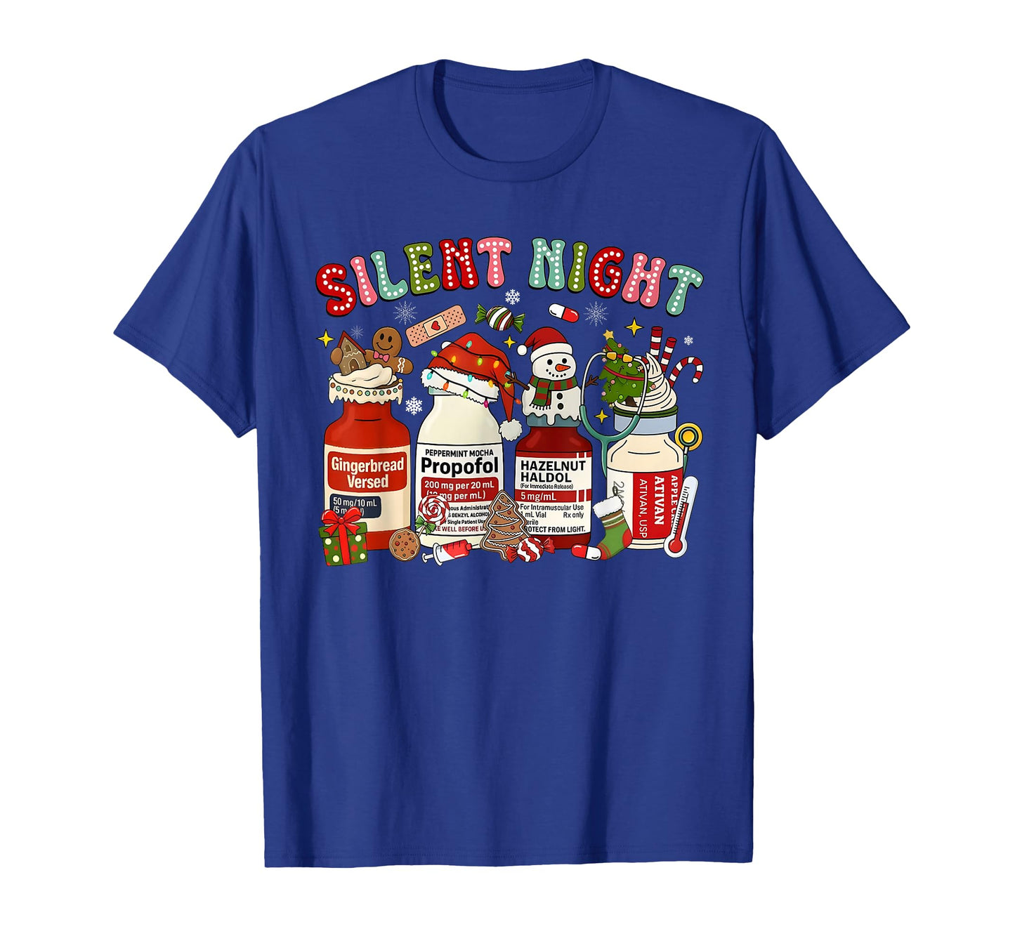 Silent Night Funny Nurse Christmas Design T-Shirt