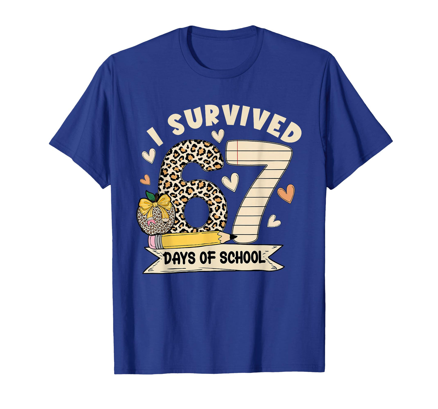 I Survived 67 Days of School Funny Leopard Student Style T-Shirt