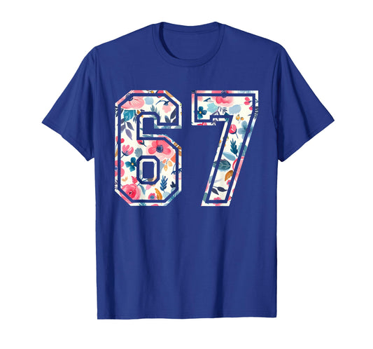 Funny Six Seven Floral 67 Meme Gen Alpha Slang 6 7 Teacher T-Shirt