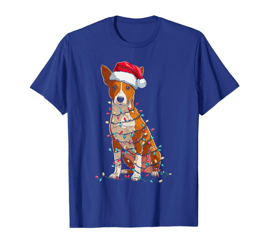 Funny Basenji Christmas Graphics Dog Lights Lover T-Shirt