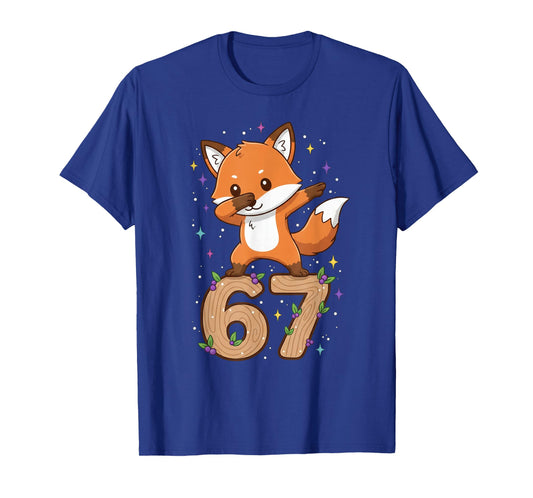 Dabbing Fox 67 Funny Six Seven Gen Z Slang Meme Cute T-Shirt