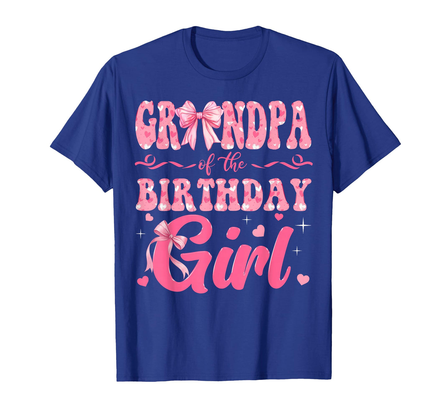 Grandpa of The Birthday Girl Family Pink Coquette Bow T-Shirt