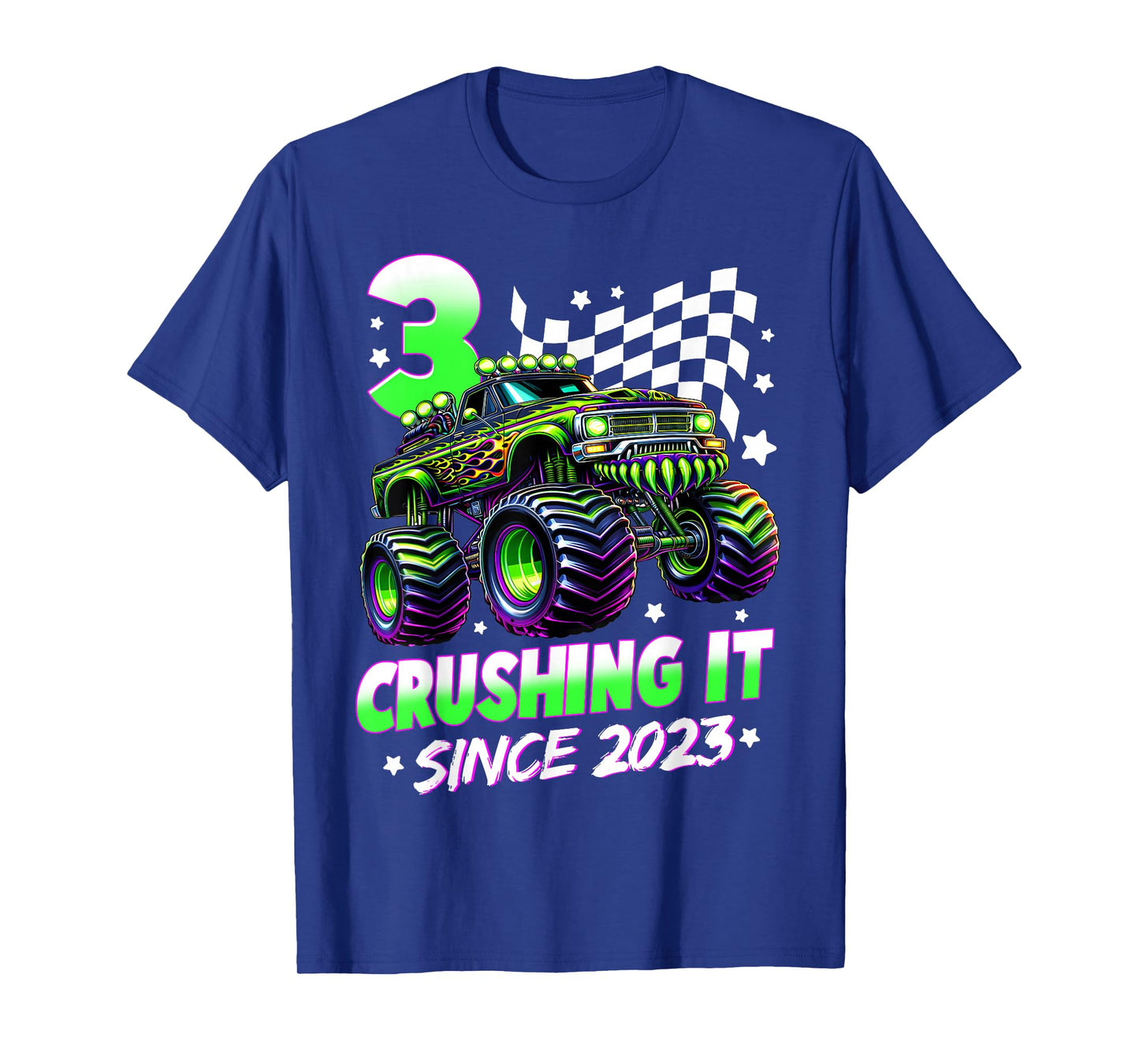 Monster Truck 3 Year Old Boys 3rd Birthday Party Born 2023 T-Shirt