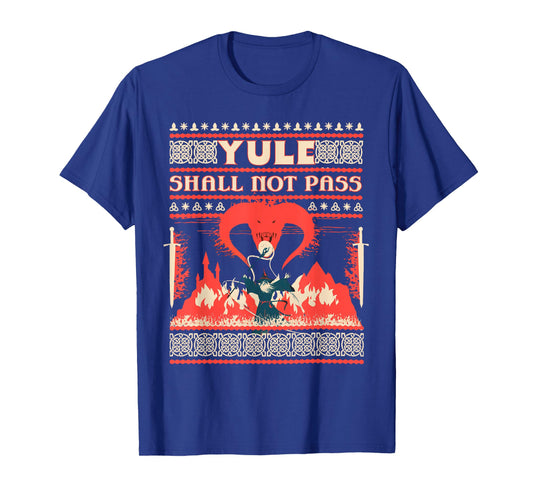 Yule Shall not Pass Fantasy Wizard Holiday Pun Funny Xmas T-Shirt