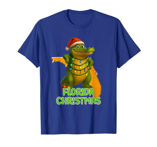 Florida Christmas Alligator Wearing Santa Hat Vacation T-Shirt