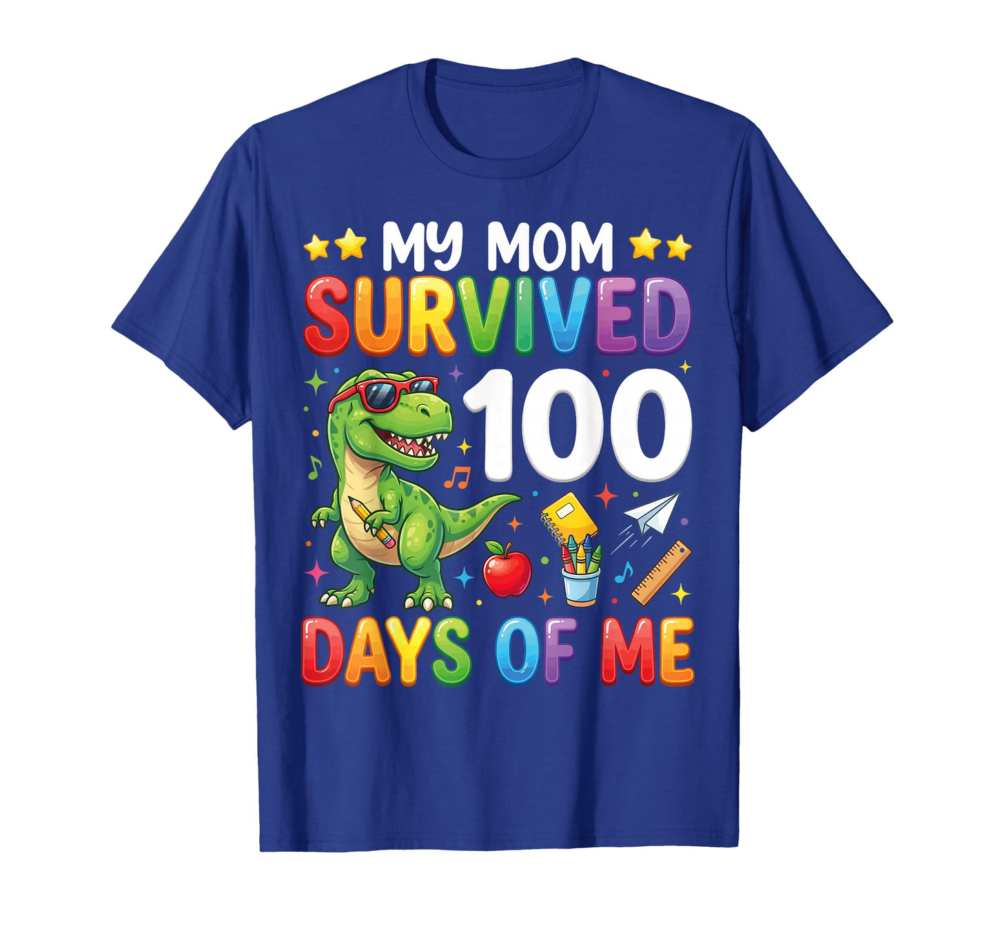 My Mom Survived 100 Days of Me T-Rex Dinosaur Boys Kids T-Shirt