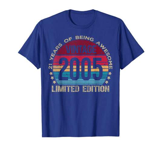 21 Year Old Gifts Vintage 2005 Limited Edition 21st Birthday T-Shirt
