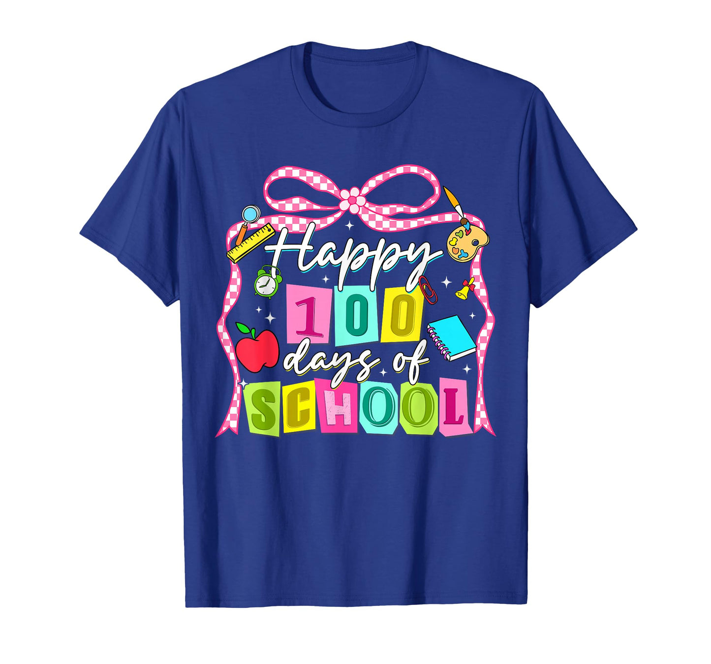 Happy 100 Days of School Cute Coquette Bow Girl Kid Teacher T-Shirt