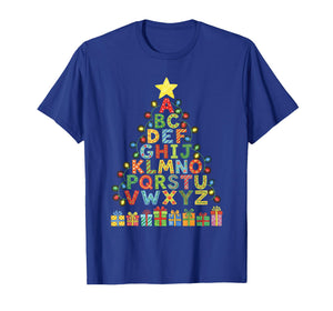 Funny Alphabet Christmas Tree Graphic ABC A-Z Teacher T-Shirt