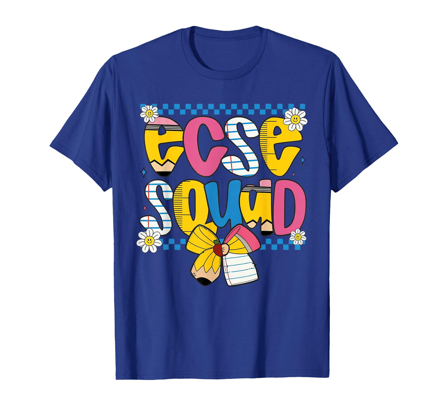 ECSE Squad Retro Rainbow Pencil Early Childhood Team T-Shirt