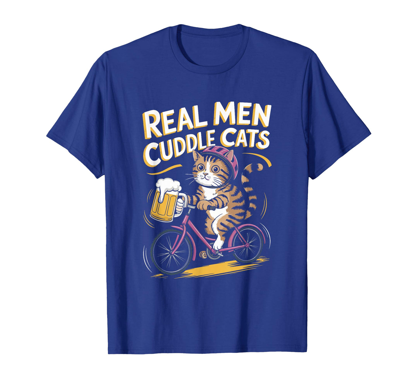 Real Men Cuddle Cats Funny Cat Lover Design T-Shirt
