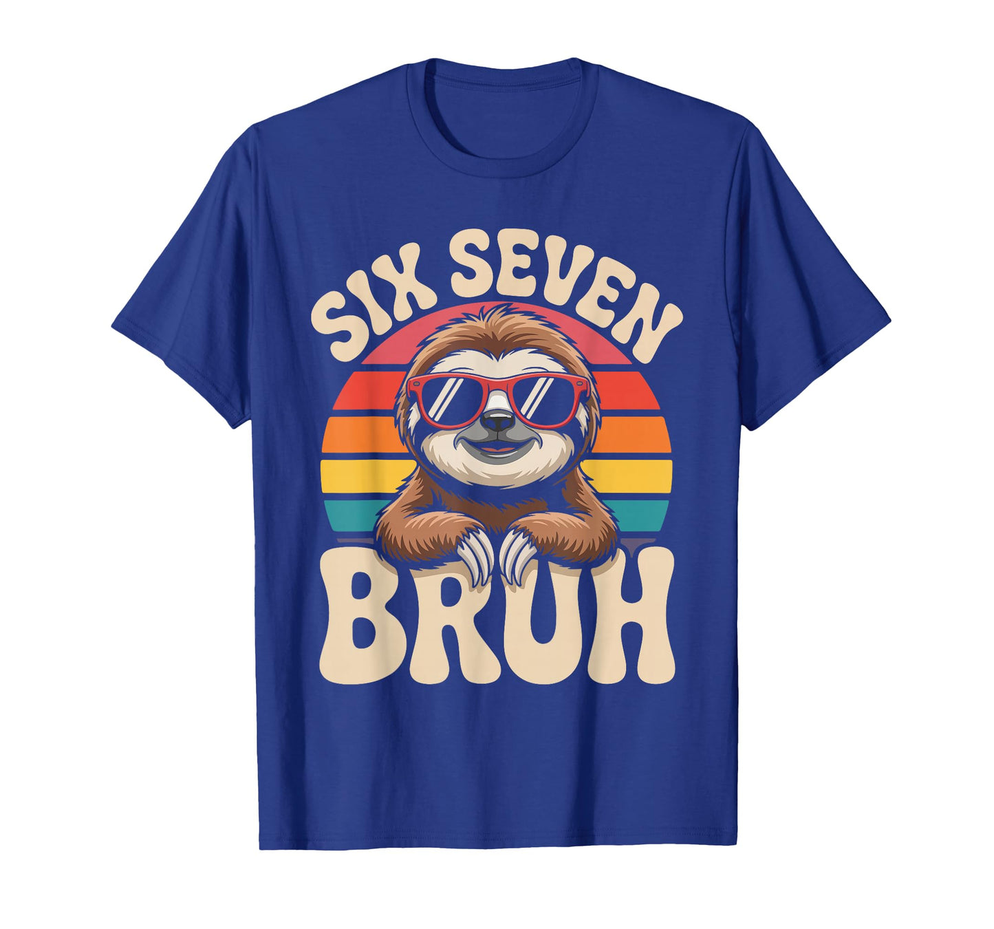 Six Seven Bruh Sloth Retro Vintage Funny 67 Meme Kids T-Shirt