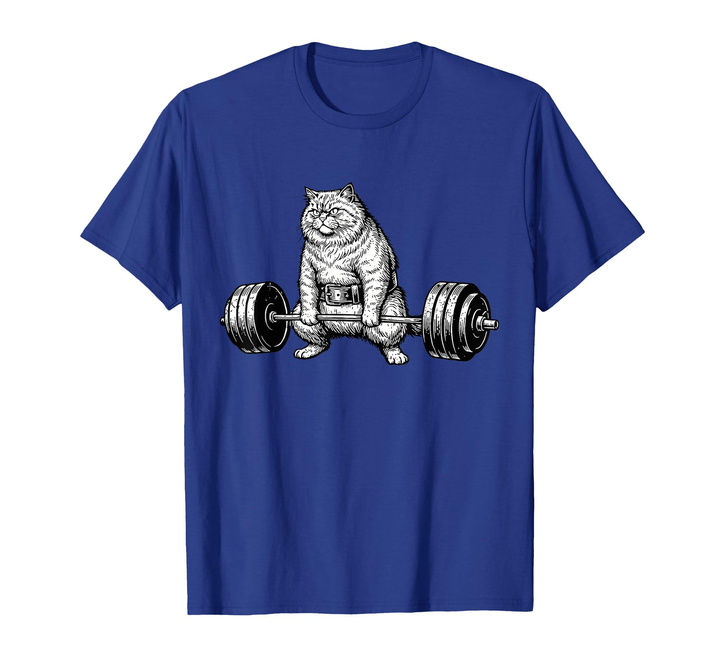 Retro Cat Deadlift Powerlifting Funny Gym Weight Lifting T-Shirt