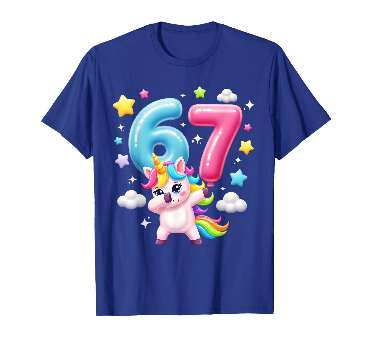 Funny 67 Brainrot Meme Six Seven Unicorn Dab for Girls Kids T-Shirt