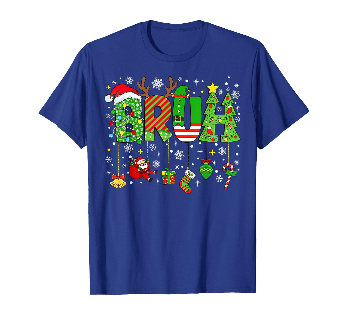 Bruh Funny Christmas Shirt for Teens Boys Kids Xmas Pajamas T-Shirt