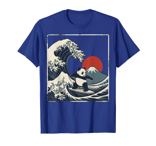Panda Surfing Japanese Wave Great Wave T-Shirt