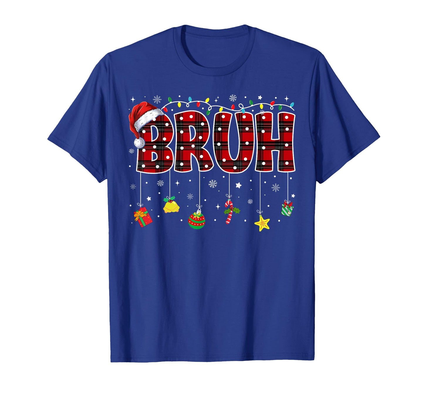 Bruh Funny Christmas Red Plaid Teens Boys Kids Xmas Pajamas T-Shirt