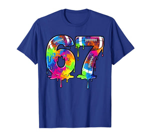 Kids Meme 67 Number Six 6 Seven 7 Ice Cream Drips Football T-Shirt