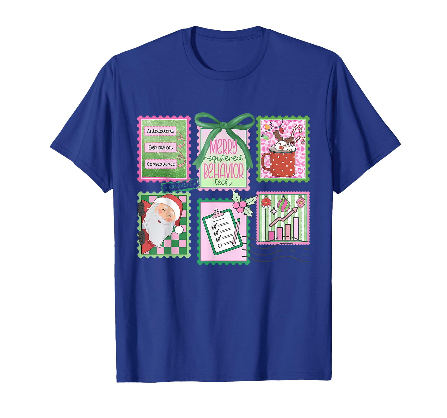 Stamp Bow RBT Registered Behavior Technician Christmas ABA T-Shirt