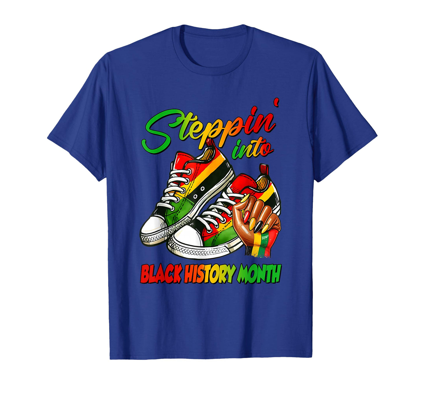 Stepping Into Black History Month Black Afro Woman Girls T-Shirt